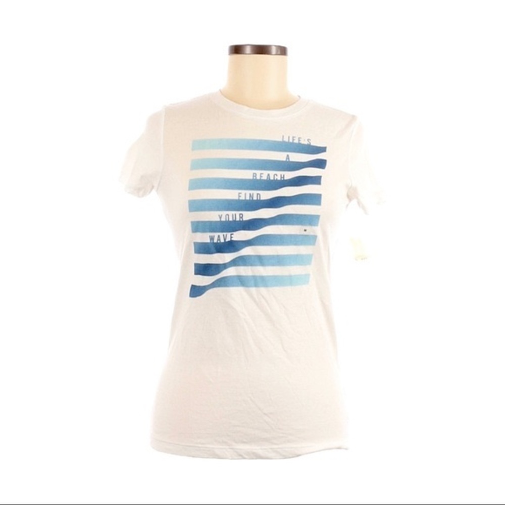 🌺 Free State Life’s A Beach Surfing White Cotton Short Sleeve Tee NWT Jrs Sz M